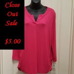 NWT Talbots Hot Pink 3/4 Sleeve Rayon Spandex Top